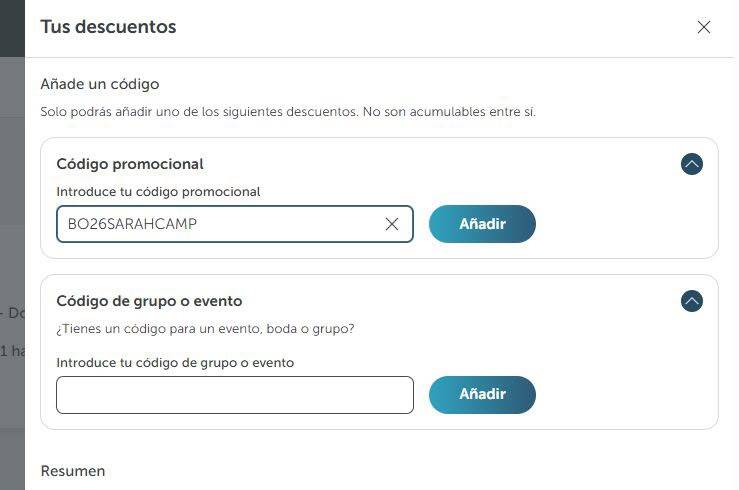 How to apply discount code on Barcelo website